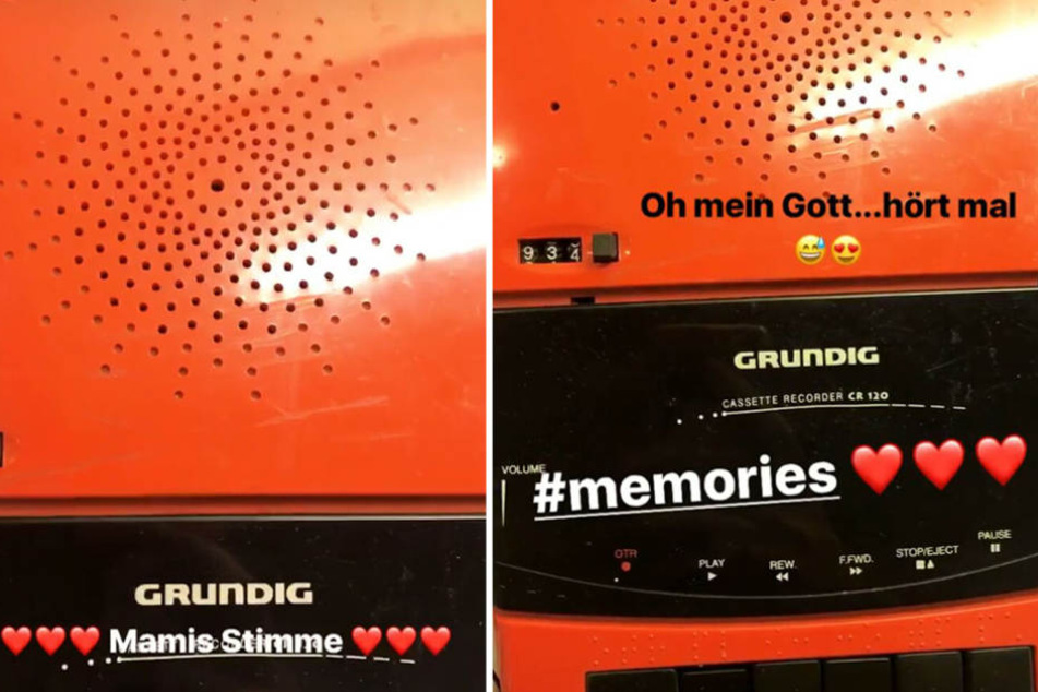Auf einem alten Rekorder hört Fiona Erdmann die alten Aufnahmen ihrer Mutter.