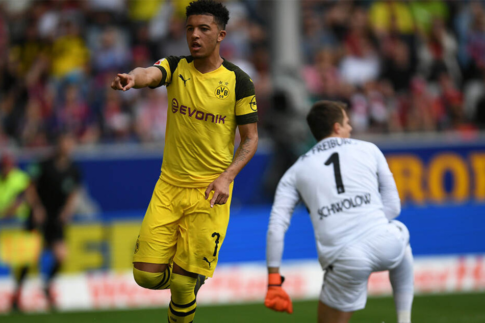 Der Anfang vom Ende für die Freiburger. Jaden Sancho trifft zur Dortmunder Führung.