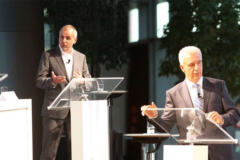 Linke-Fraktions-Chef Rico Gebhardt (54, links) fordert eine Erklärung von Noch-Ministerpräsident Stanislaw Tillich (58, rechts).