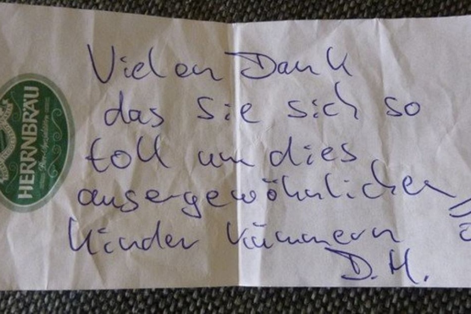 Diese rührende Nachricht hinterließ der Unbekannte.