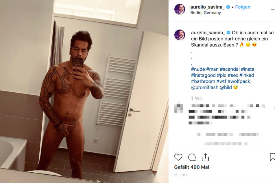 Aurelio zeigt sich auf einem Instagram-Foto nackt, hält nur eine Hand vor seinen Penis.