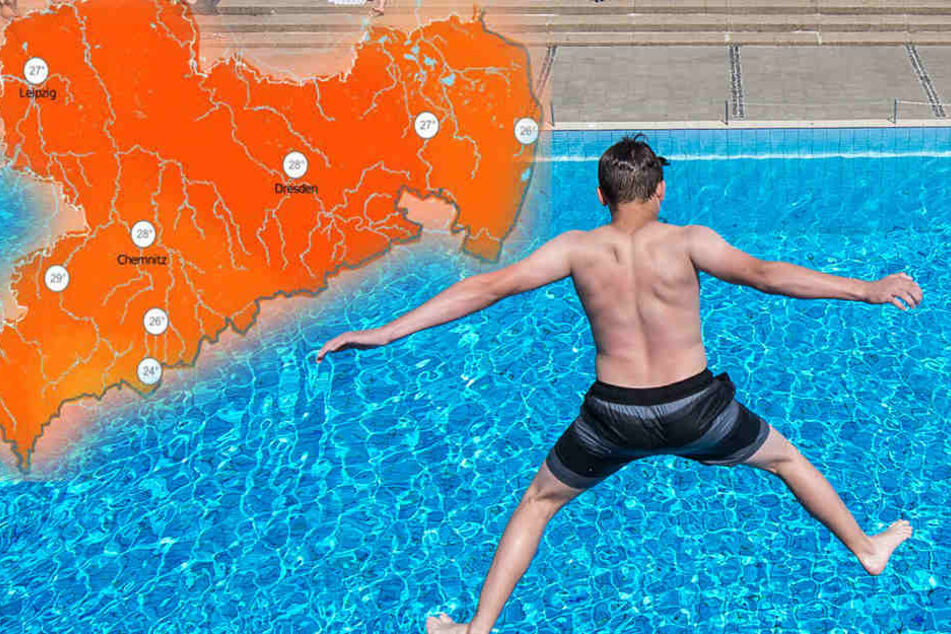 Am Wochenende landen die hohen Temperaturen ins Freibad ein.