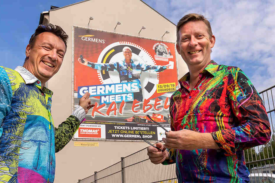 Designer René König (46, r.) und Mitveranstalter Kai Schmidt (54) holen Kai Ebel (54) für ein Event nach Chemnitz.