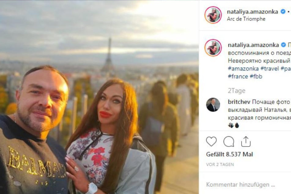 Nataliya und ihr Mann Vladislav beim gemeinsamen Paris-Urlaub. Ob es da auch mal ein Crossaint gab?