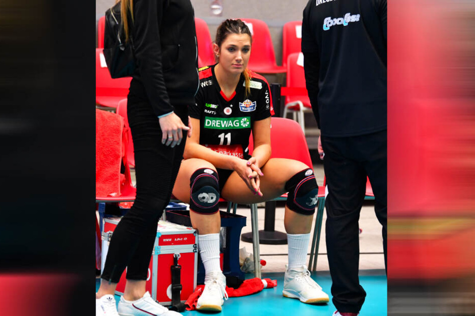 Milica Kubura saß nach dem Spiel traurig und mit schmerzender Schulter da.