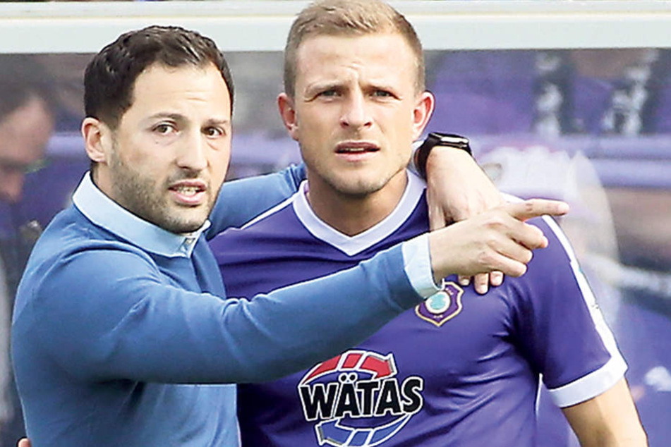 Nicky Adler (r.) ist BVB-Fan, drückt S04-Coach Domenico Tedesco aber trotzdem die Daumen.