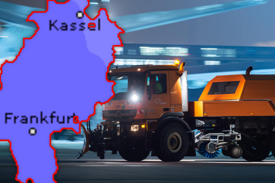Bildmontage: Am Frankfurter Airport hat man rund 1300 Mitarbeiter für den Winterdienst eingeplant.
