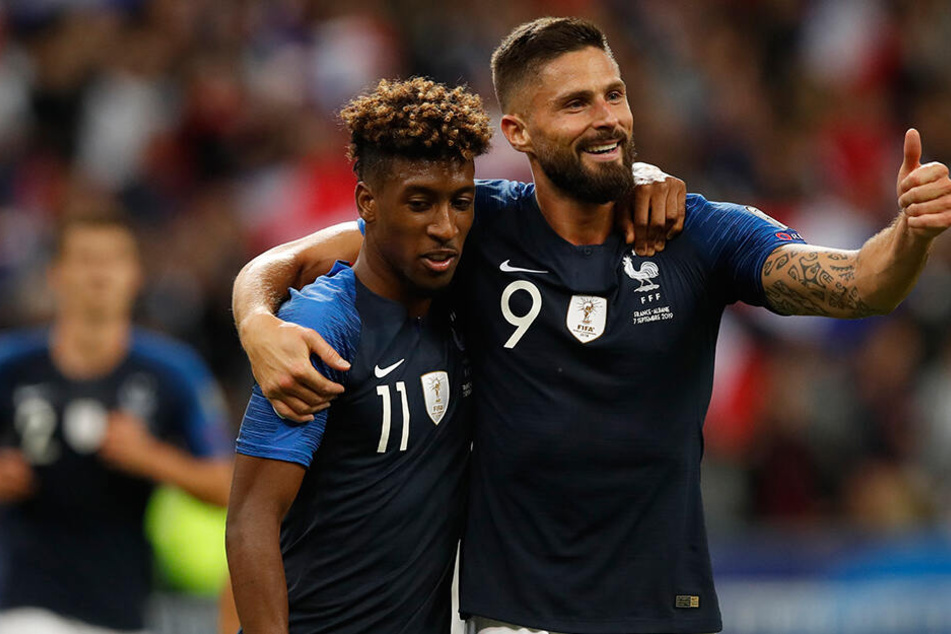 Stürmer Olivier Giroud (32) mit dem starken Kingsley Coman im Arm.