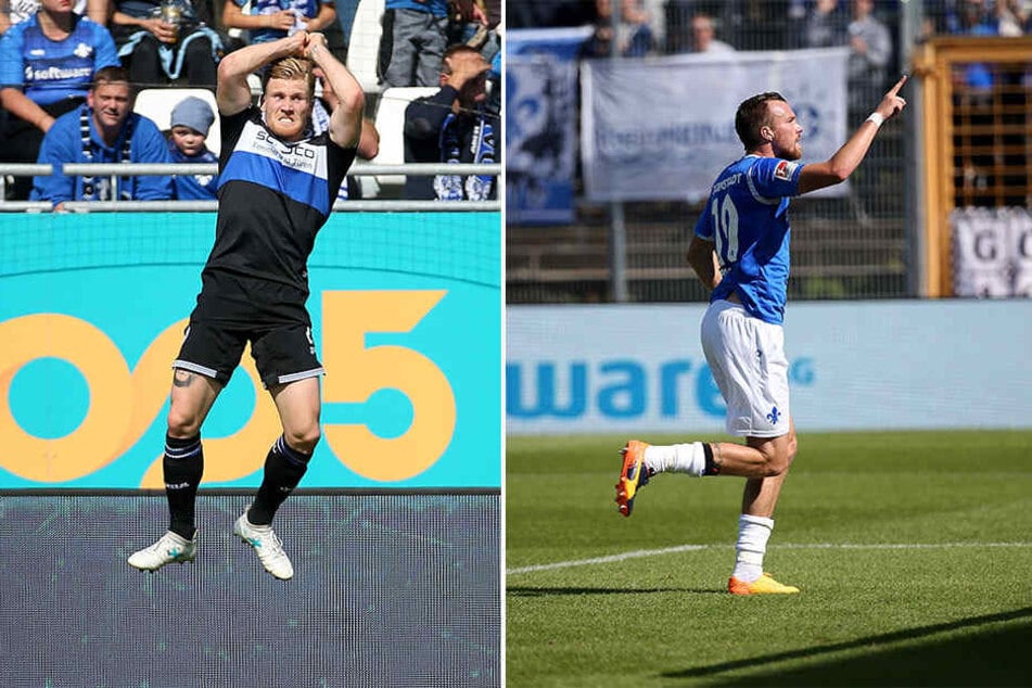 Auf den Freudensprung von Andreas Voglsammer (Links) folgte nur wenige Sekunden später der Jubel von Kevin Großkreutz über seinen 1:1-Ausgleich.