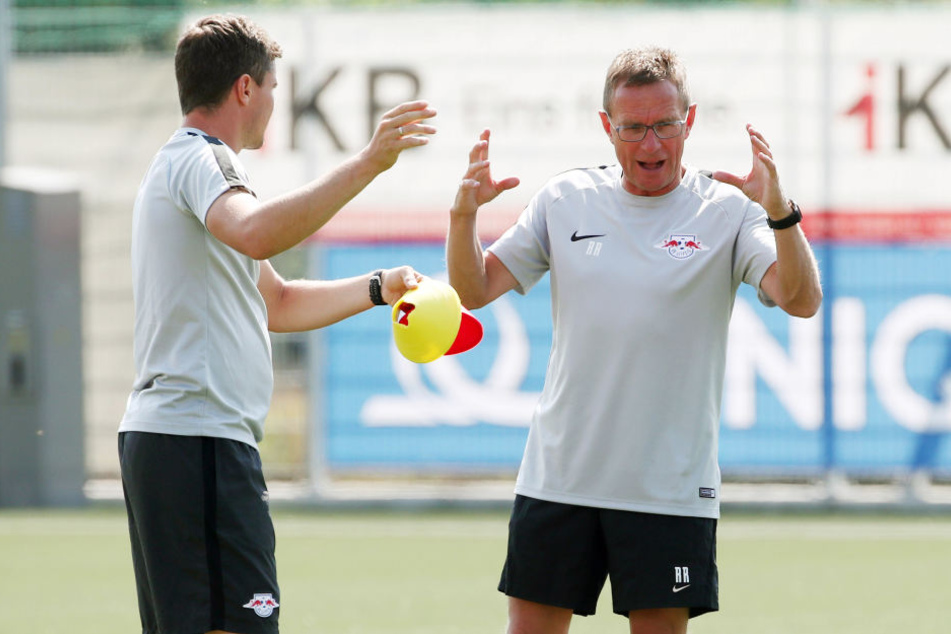 Wilde Diskussionen: Trainer Ralf Rangnick (r., neben Co-Trainer Robert Klauß) wollte das Testspiel gegen Huddersfield gar nicht bestreiten.