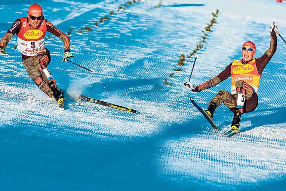 Kommt es zum Duell mit Johannes Rydzek,dann sollte sich Eric Frenzel (r.) nicht auf einen Sprint einlassen.In Seefeld unterlag er am 27. Januar ...