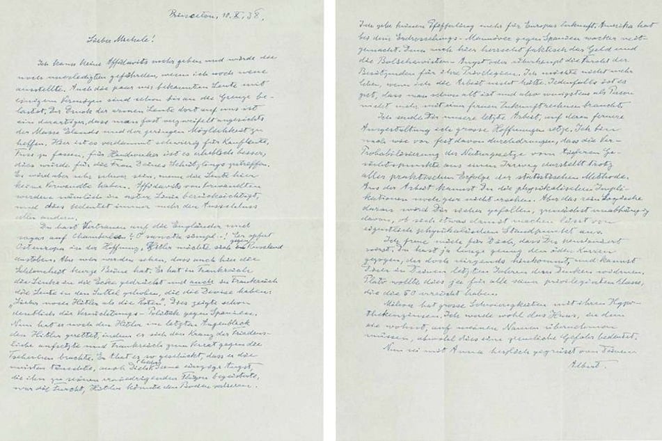 In dem Brief lässt Albert Einstein (1879-1955) kein gutes Haar an Europa.
