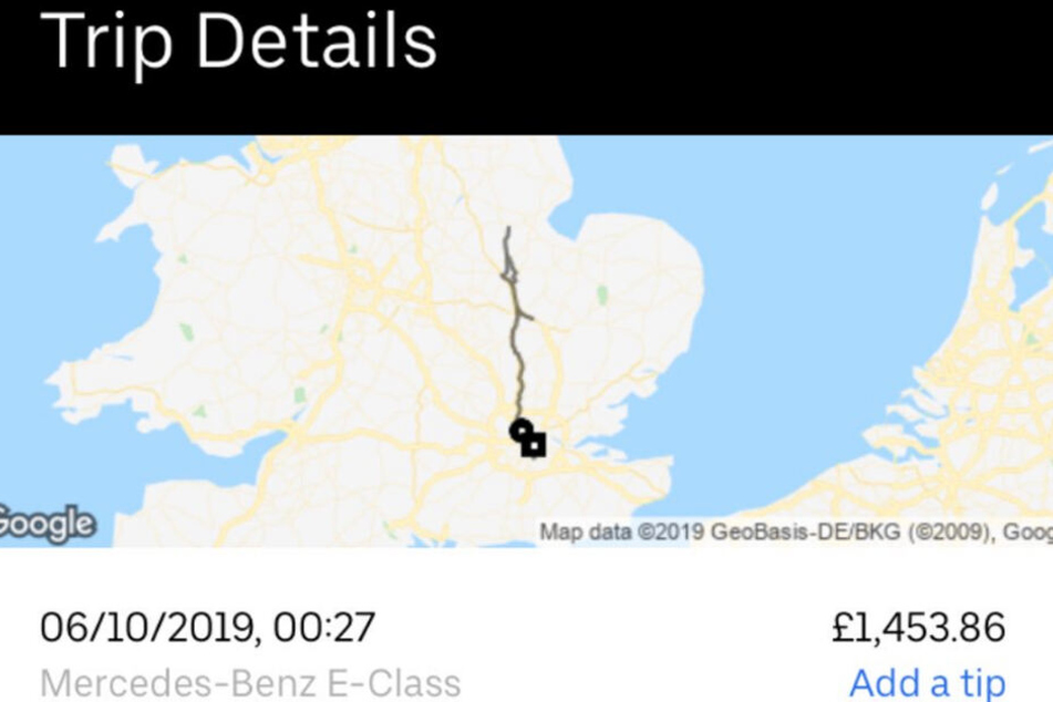 Die Trip Details zeigen den fatalen Fauxpas.