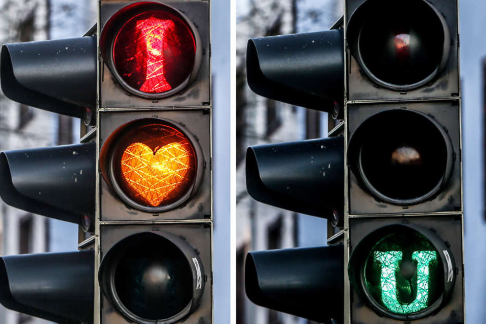 Die Signalanlage wurde vermutlich mit einer Schablone besprüht.