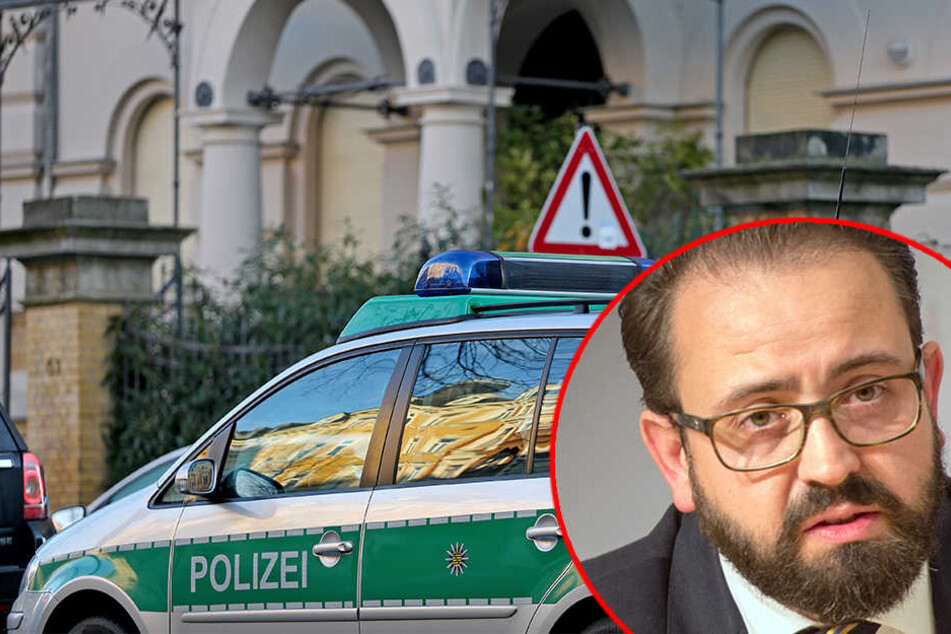 Ein Polizeiauto steht vor dem Wohnhaus von Sachsens Justizminister Sebastian Gemkow (39, CDU) in Leipzig.