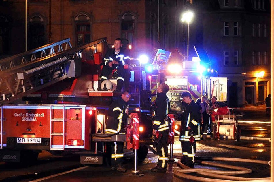 Die Feuerwehr Grimma war mit einem Großaufgebot an Löschtechnik und 45 Kameraden im Einsatz.