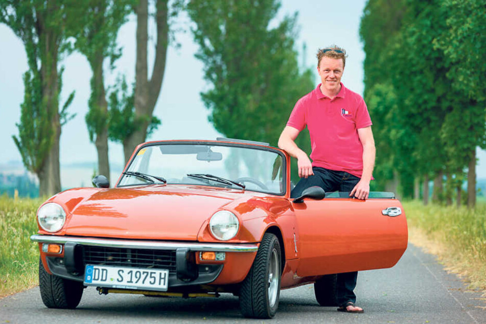 Der Triumph Spitfire, Baujahr 1980, ist der ganze Stolz von René Seifert
(44).