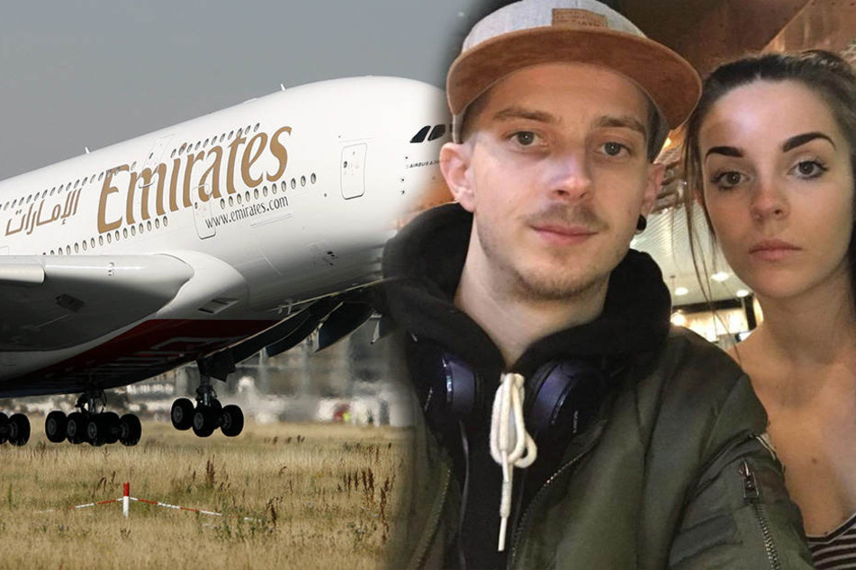 Beth Evans (24) und ihr Freund Joshua Moran (26) wollten eigentlich mit Emirates nach Dubai fliegen.