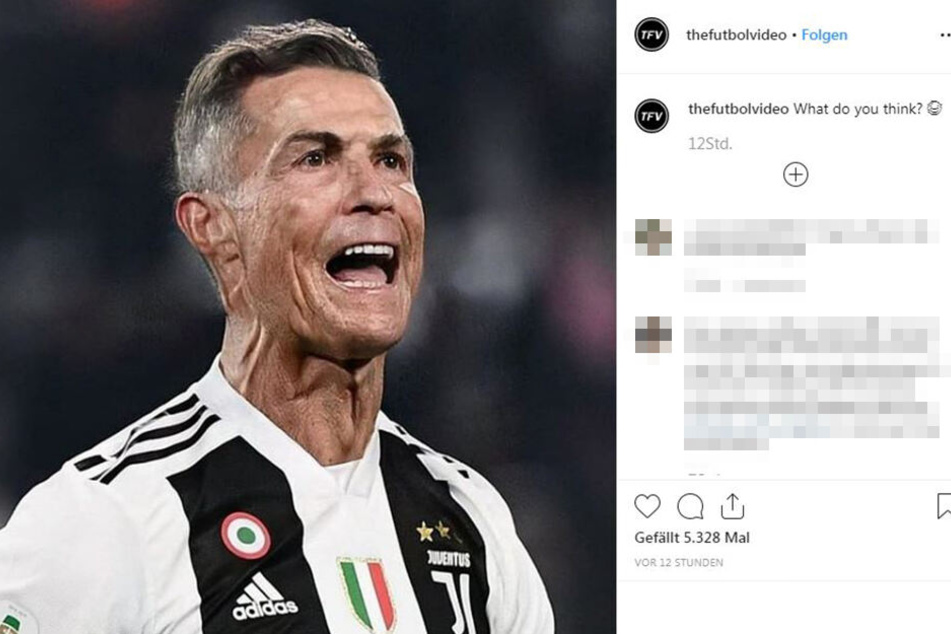 Wohl immernoch fit wie ein Turnschuh, auch wenn "thefutbolvideo" auf Instagram den fünffachen Champions-League-Sieger Cristiano Ronaldo optisch etwas altern lassen hat.