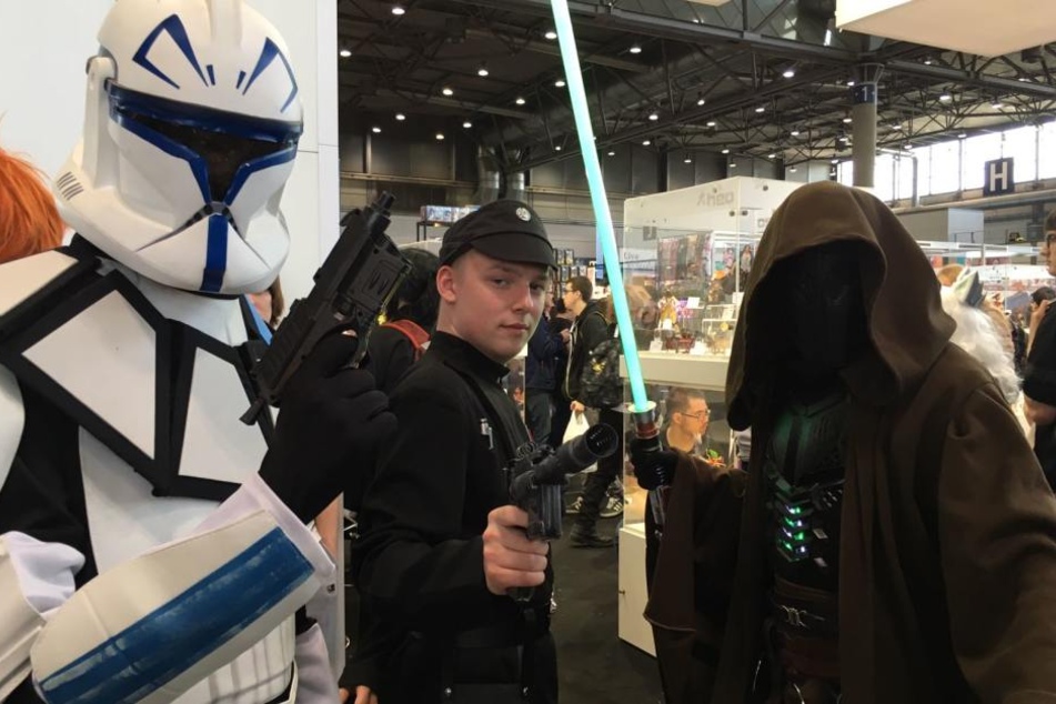 Kostümierte Buchmesse-Besucher, wie hier die drei Star-Wars-Fans, sind Carsten Otte ein Graus.