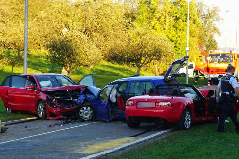 Gleich acht Menschen wurden bei diesem Unfall in Nabern verletzt.