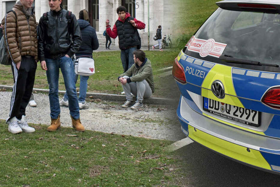 Am Dienstagmittag musste die Polizei zu der Görlitzer Berufsschule ausrücken. (Montage)