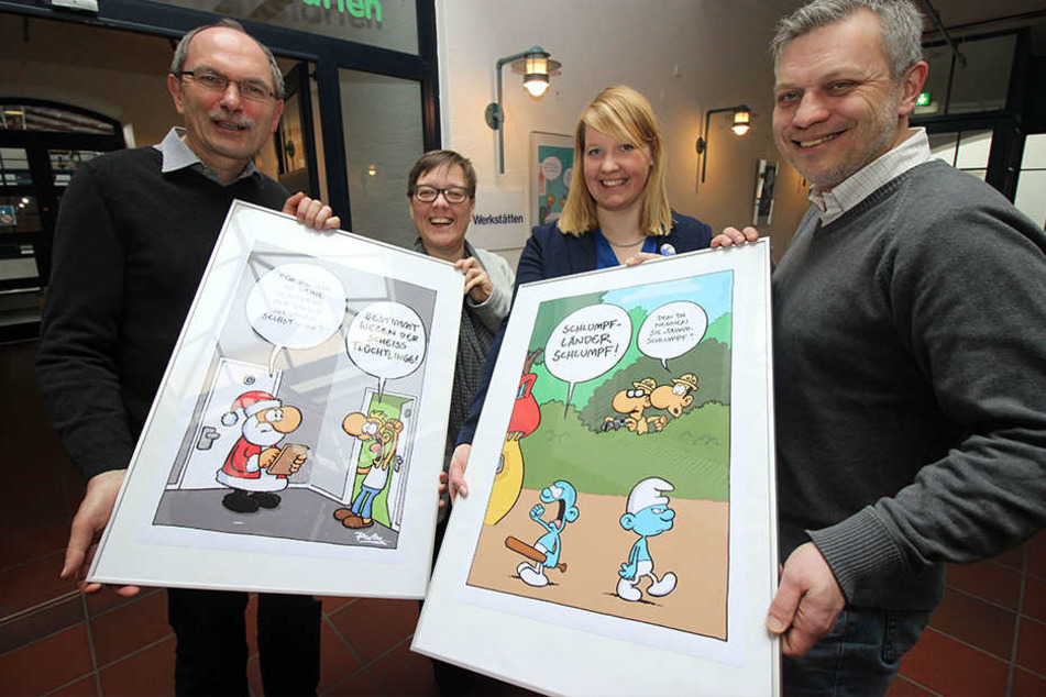 Präsentieren die Ruthe-Cartoons: Klaus Rees, Friederike Vogt, Wiebke Esdar und Michael Gugat (v.l.).