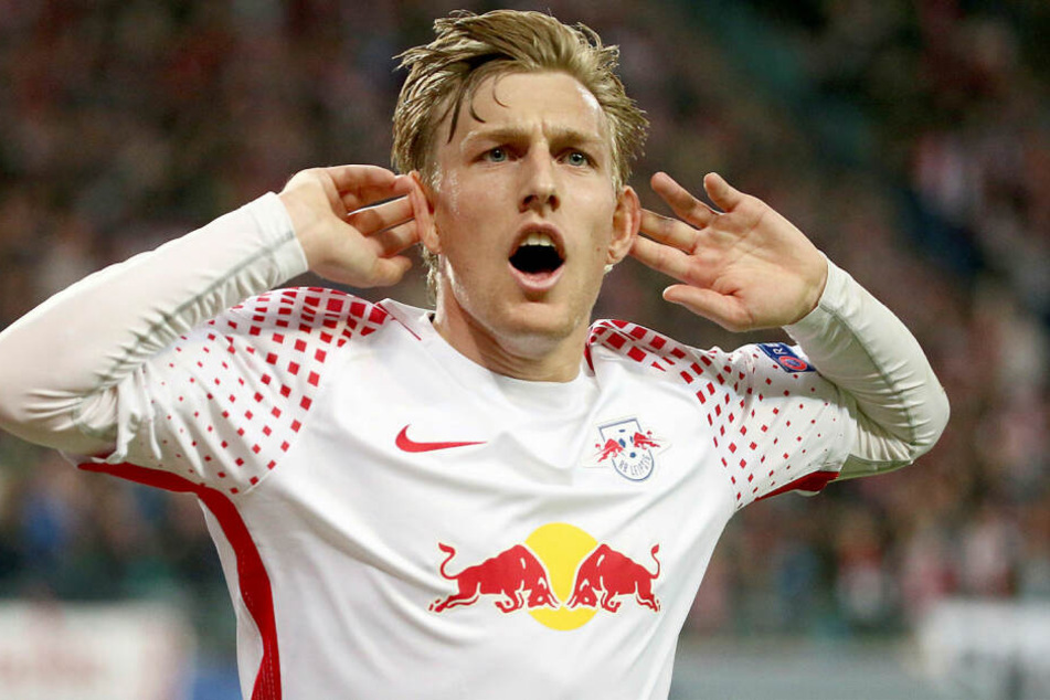 Nach 2017/18 nimmt RB Leipzig in dieser Saison zum zweiten Mal an der Champions-League-Gruppenphase teil. Hier jubelte Emil Forsberg über seinen Treffer vor zwei Jahren gegen Monaco.