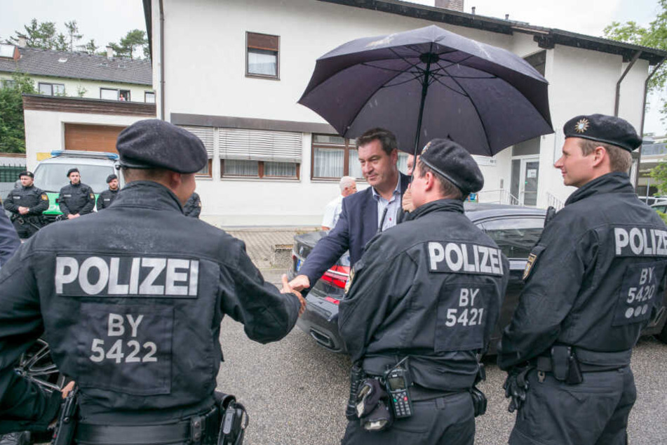 Markus Söder bei seinem Besuch der Unterkunft am 9.6.2018.