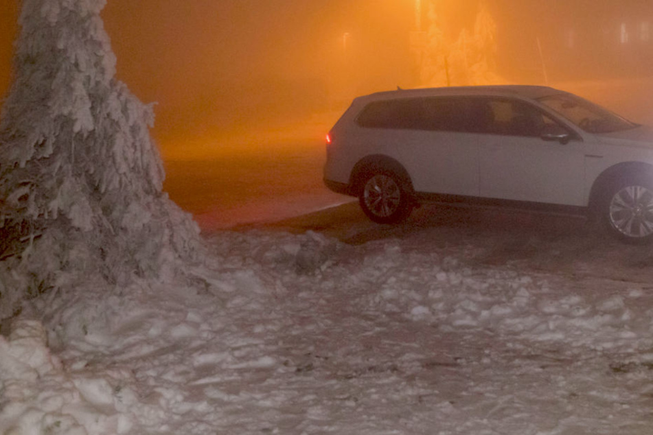 Nebel bei minus 2 Grad Celsius auf dem Fichtelberg.