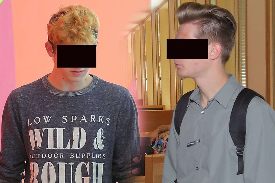 Der Arbeitslose Tom K. (18, li.) spielt gern den Softair-Cowboy. Rüpel Alexander Z. (20, re.) wurde von seiner Mutti ins Gericht begleitet.