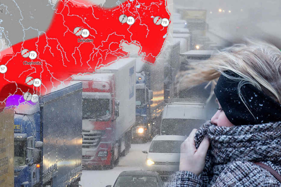 In Sachsen werden Schnee und orkanartige Böen erwartet!