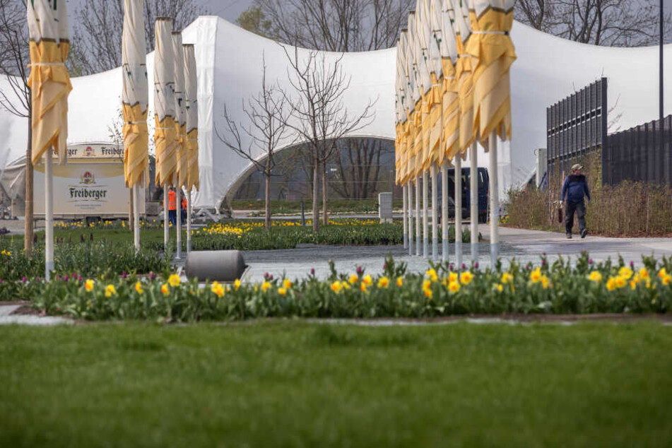 Ein Novum bei der diesjährigen Landesgartenschau ist die Überdachung von Bühne und Sitzplätzen. Da wird sicher keiner nass.