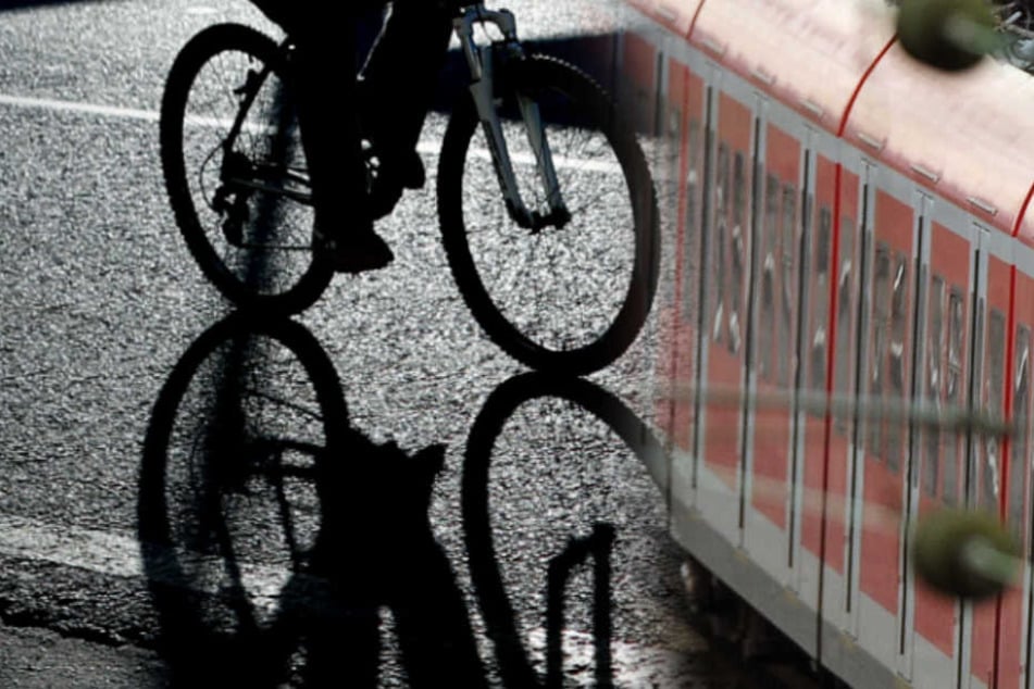 Der 89-jährige Fahrradfahrer wird vom Zug erfasst und ist sofort tot. (Bildmontage)