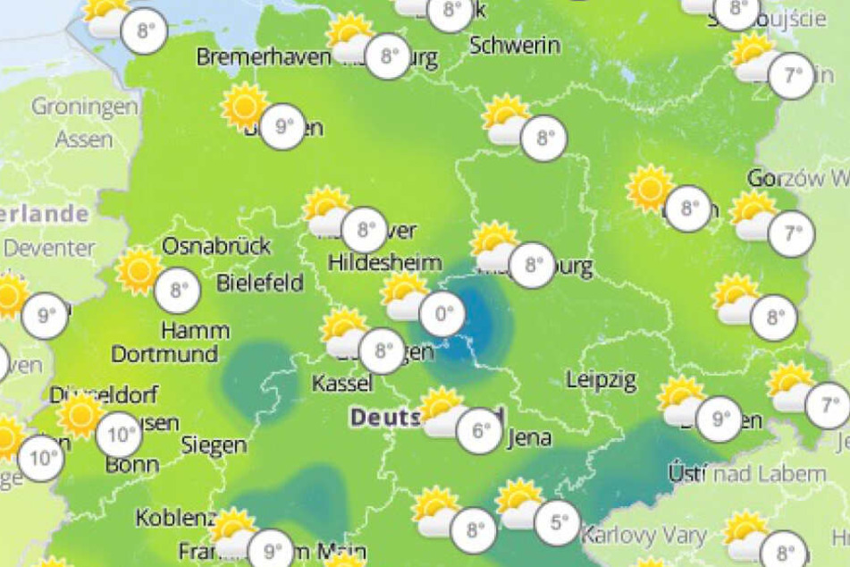 In Deutschland wird es deutlich kühler.