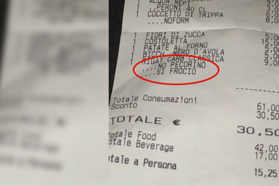 Der Restaurant-Mitarbeiter beleidigte seine schwulen Gäste mit einem abwertenden Kommentar auf dem Kassenzettel.
