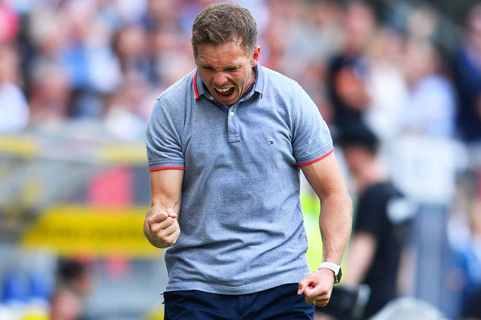 Schrie seine Freude heraus: TSG-Trainer Julian Nagelsmann.