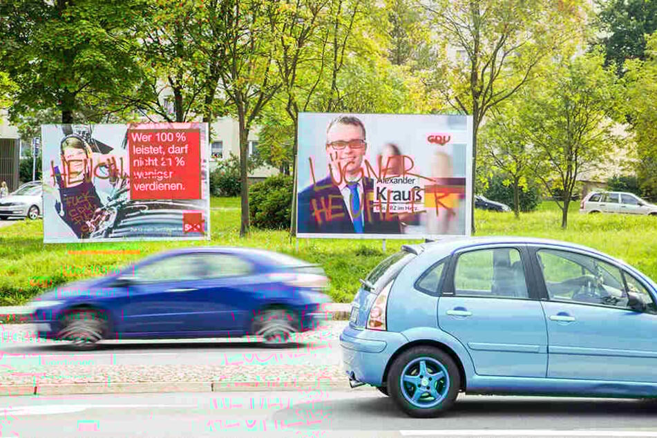 In ganz Sachsen werden derzeit Wahlplakate beschädigt. Mitte August mussten Wahlplakate in Aue dran glauben.