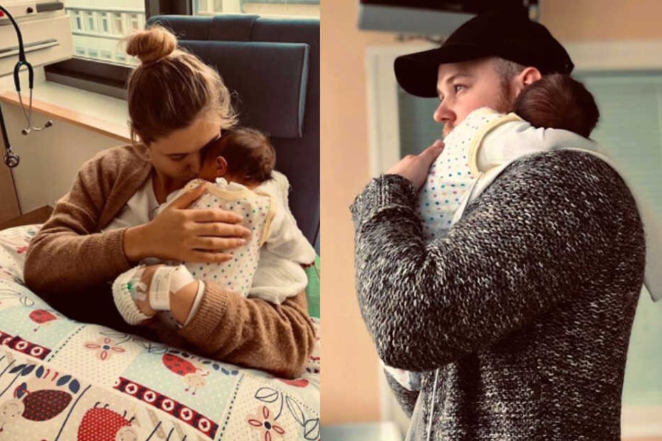 Die frisch gebackenen Eltern: Felix van Deventer (23) und seine Freundin Antje posten die ersten Bilder mit Söhnchen Noah.