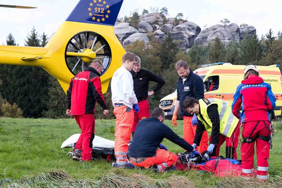 Die Kameraden der Bergwacht aus Bad Schandau und Sebnitz kamen zum Einsatz.