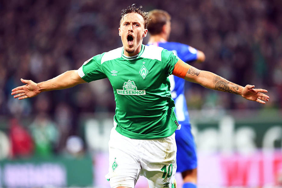 Kapitän, Anführer, Torschütze: Bremens Max Kruse bejubelt seinen Treffer zum 3:1-Endstand gegen Hertha BSC.