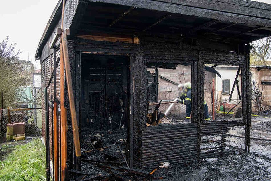 Die Laube wurde bei dem Brand komplett zerstört.