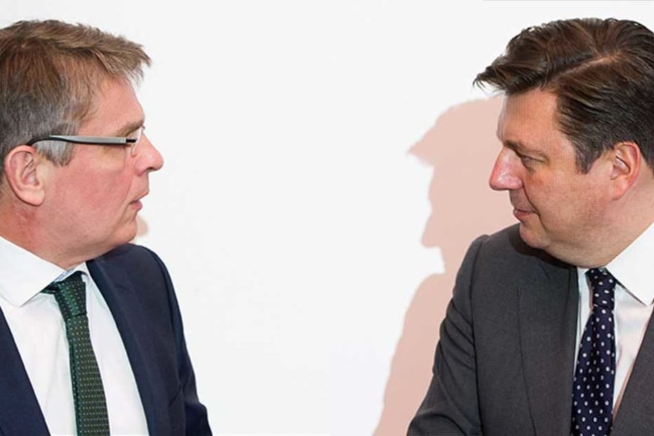 Das Verhältnis von Polizeipräsident Klaus Kandt (li.) und Innensenator Andreas Geisel gilt derzeit als belastet.