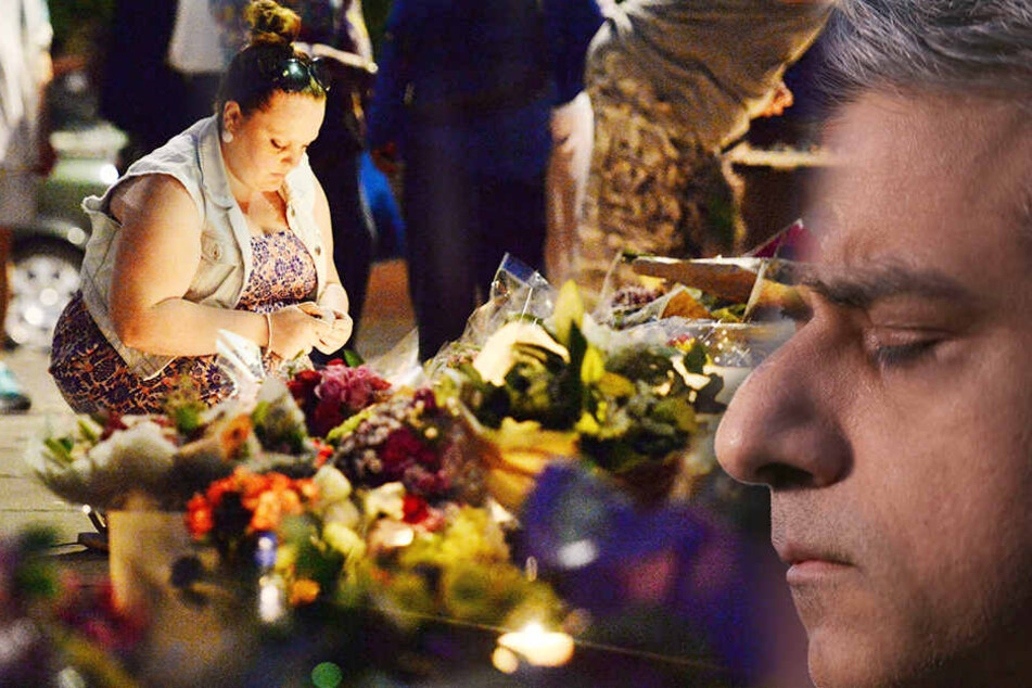 Kurz nach dem Anschlag legten Menschen schon Blumen vor der Moschee nieder. Londons Bürgermeister Said Khan verurteilte den Anschlag.