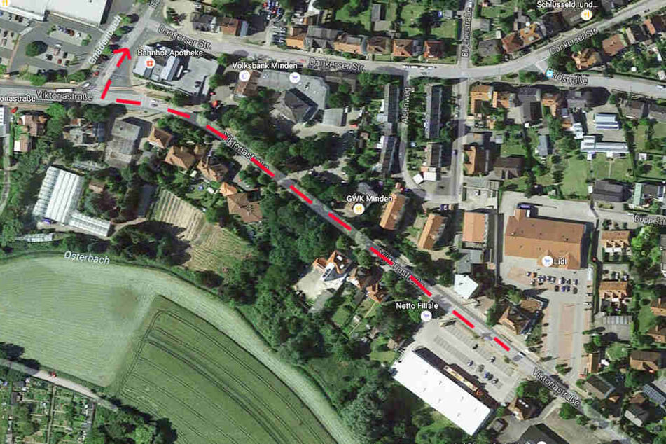 Die Viktoriastraße entlang bis zur Bachstraße schafften die Diebe es, bis sie schließlich aufgehalten wurden.