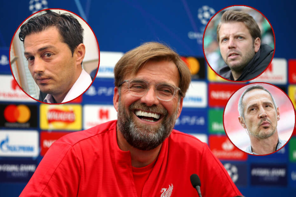 Covic (Hertha), Kohfeldt (Bremen) oder Hütter (Frankfurt)? Jürgen Klopp entscheidet über Marko Grujics sportliche Zukunft. (Bildmontage)