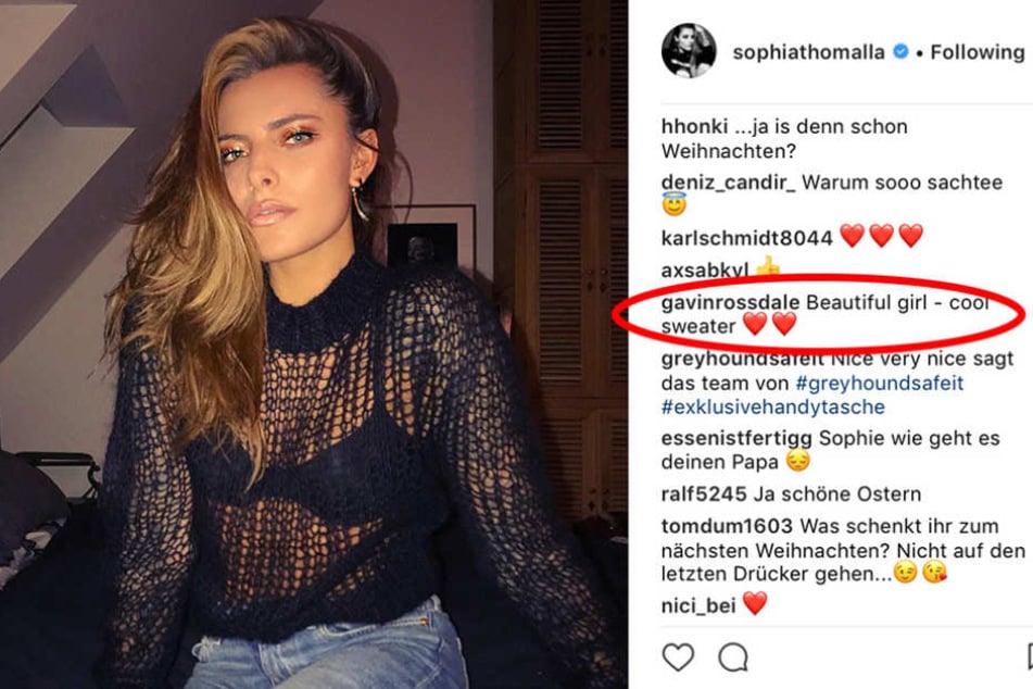 Gavin Rossdale kommentiere dieses Foto von Sophia Thomalla auf Instagram.