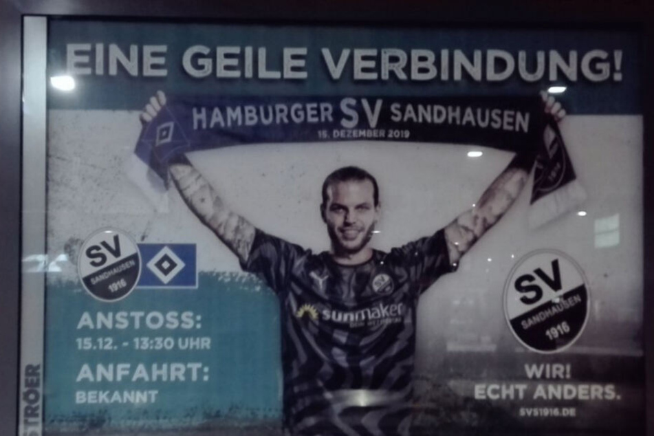 Mit diesem Plakat wirbt der SV Sandhausen am Hamburger Hauptbahnhof auf "eine geile Verbindung" zwischen den Vereinen hin.