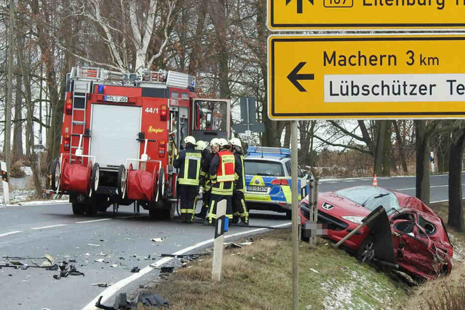 Der Peugeot krachte mit einem Lkw zusammen, die Fahrerin verstarb an der Unfallstelle.