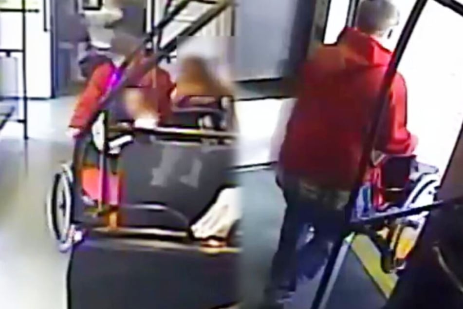 Der Mann packte sich den Rollstuhl und wollte damit aus der Bahn raus.